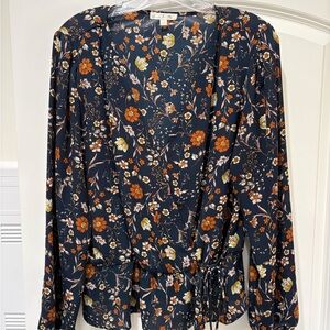 Nine Britton Floral Blouse - Navy and Orange